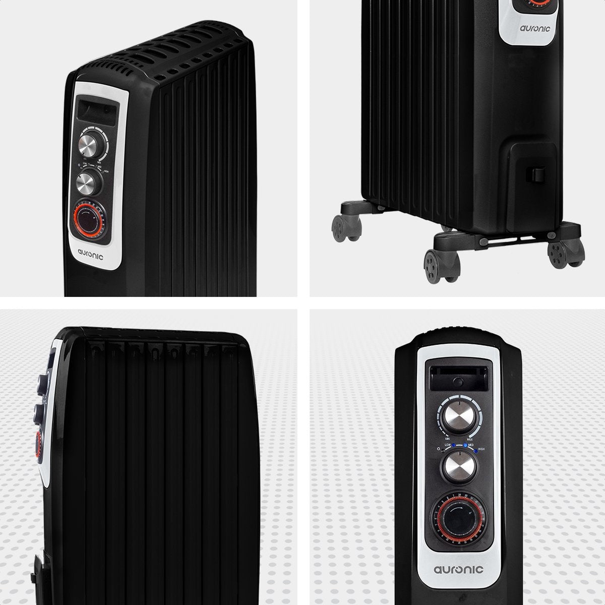 Radiateur à huile - Auronic - 3 niveaux - 2000W - Noir