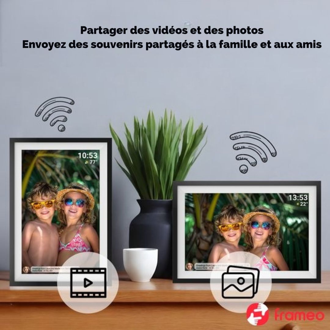 Cadre photo numérique Denver 10,1 pouces - HD - applicatio Frameo - WiFi - écran tactile IPS - 16 Go - PFF1016 - noir