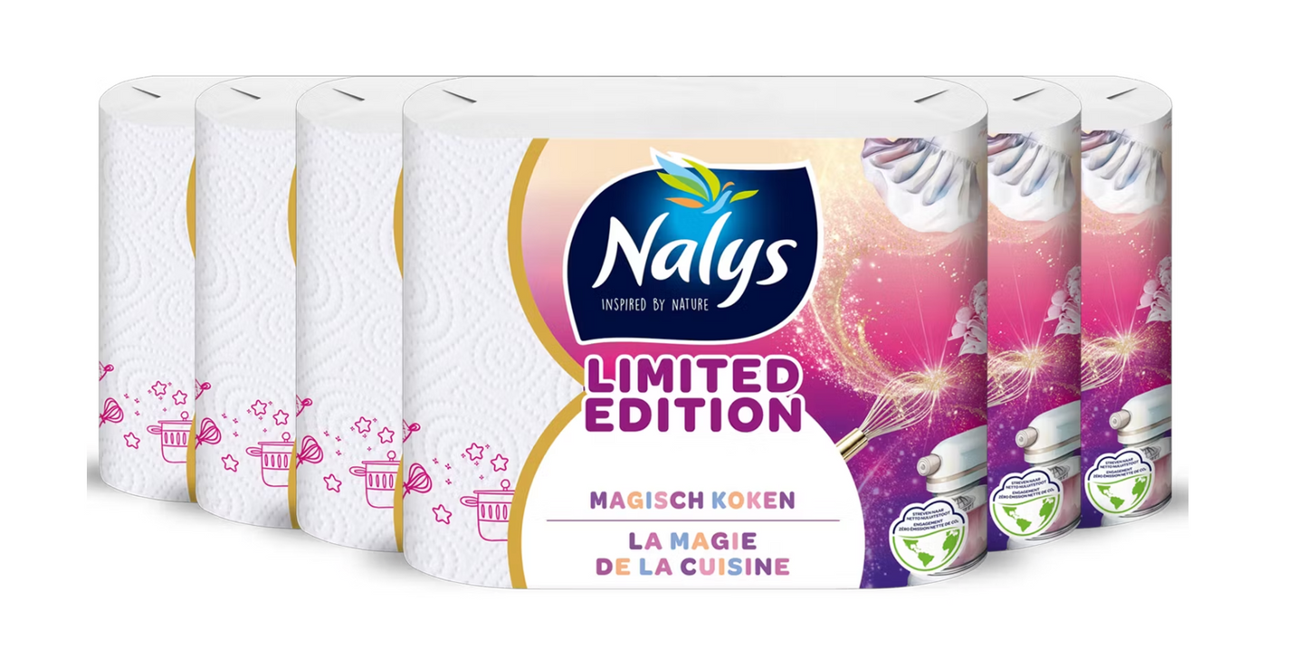 nalys limited edition papier cuisine - 2 plis - 21 cm x 24 cm - blanc - 18 rouleaux