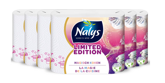 nalys limited edition papier cuisine - 2 plis - 21 cm x 24 cm - blanc - 18 rouleaux
