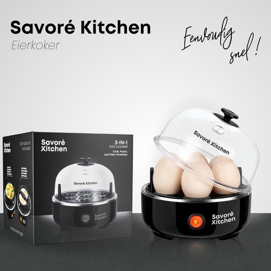 Savoré Kitchen 3-in-1 Poule à oeufs 7 oeufs - électrique - Poule à oeufs avec minuterie - noir