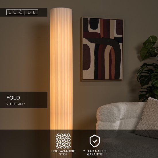 Lucide FOLD - Lampadaire - Ø 20 cm - 3xE27 - Blanc - Japandi