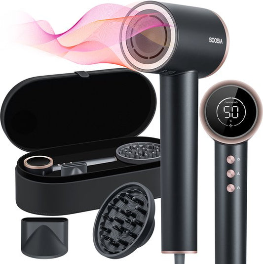 Soosia HighSpeed Ionic Hairdryer with Display - HeatProtect Autocare - Sèche-cheveux avec diffuseur - Coolshot - 110 000 RPM