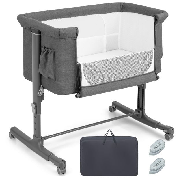Berceau Coast 3 en 1 avec 5 hauteurs réglables - 86 x 63 x 67/70/74/77/81 cm - gris