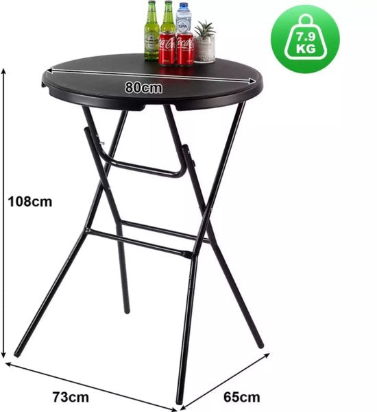 Bardi 2 x Stand Table pliante 80 x 110 cm. Noir