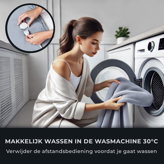 Couverture chauffante - STAUS&BACH - Couverture électrique - 2 personnes (160W) - Avec minuterie - 9 niveaux de chaleur - 180x160 cm - Anthracite