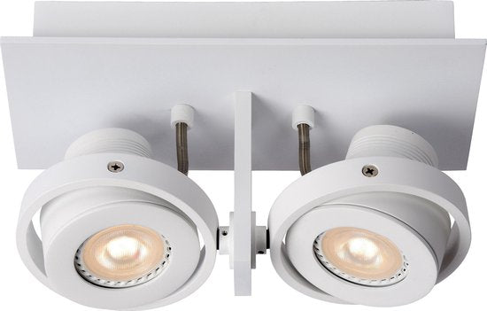 Spot de plafond Lucide LANDA - LED « Dim to warm » - GU10 - 2 x 5 W 3000 K/2200 K - Blanc