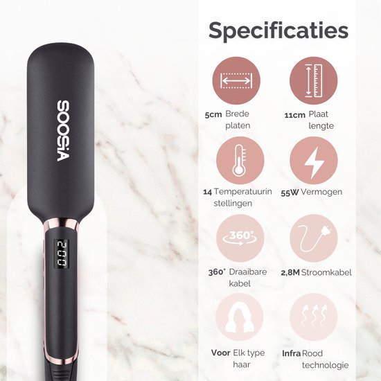 Soosia Infrared Styler - Lisseur infrarouge à plaques extra larges 5 cm - Technologie infrarouge - Pour des cheveux lisses et brillants