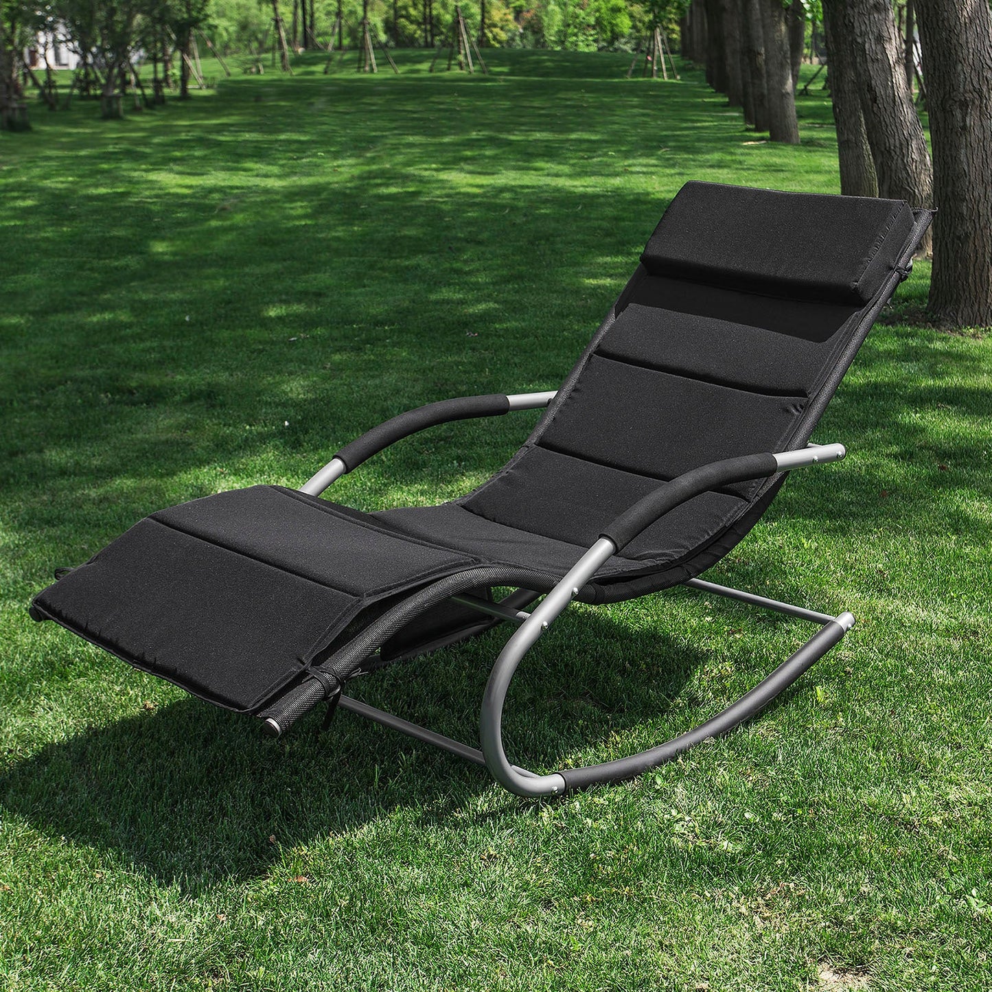 Coussin ergonomique SoBuy pour fauteuil à bascule avec appui-tête - Noir - 170 x 50 x 5 cm