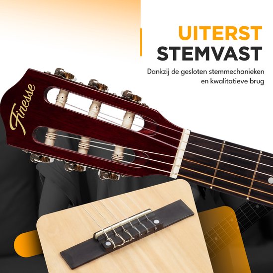 Finesse Acoustic Guitar - with Video Course - Nylon Strings - Classical Guitar - Spanish Guitar - Child - Adults - Natural
