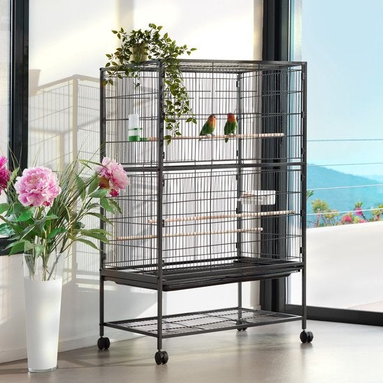 Tectake - Grande cage à oiseaux, volière 131cm de haut - 402287