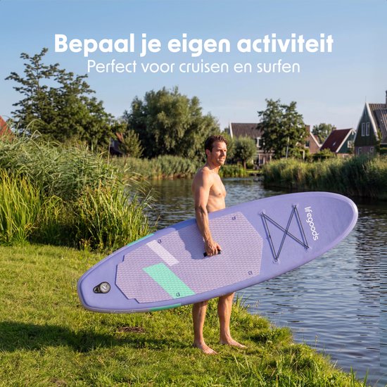 LifeGoods SUP Board All-round Compact - avec siège - capacité de charge de 100 KG - 300 x 76 cm - gonflable - ensemble complet de SUP - violet