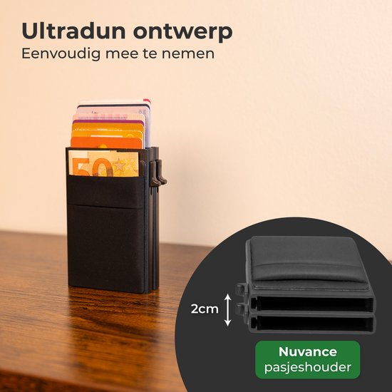 Nuvance Card Holder Extendable - 18 Cards - Rfid Protection - Porte-cartes pour hommes et femmes - Porte-cartes de crédit - Noir