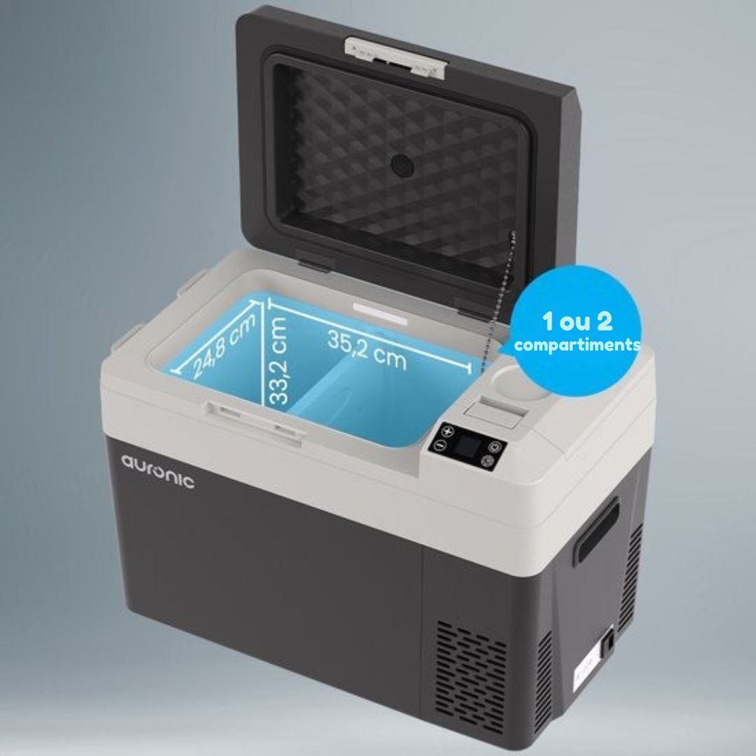 Glacière électrique Auronic - Compresseur - 12V 230 Volt - Voiture - 30L - Noir/Gris