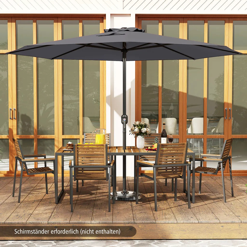 Parasol de jardin Coast 350 cm - Anthracite - Avec cordon et 8 baleines métalliques