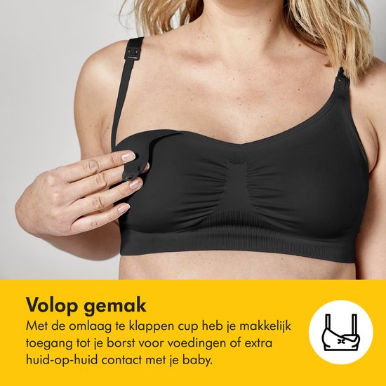 Soutien-gorge Medela Keep Cool - Soutien-gorge d'allaitement sans coutures - Soutien-gorge de grossesse avec 2 zones respirantes - Tissu Soft Touch - Noir - Taille S