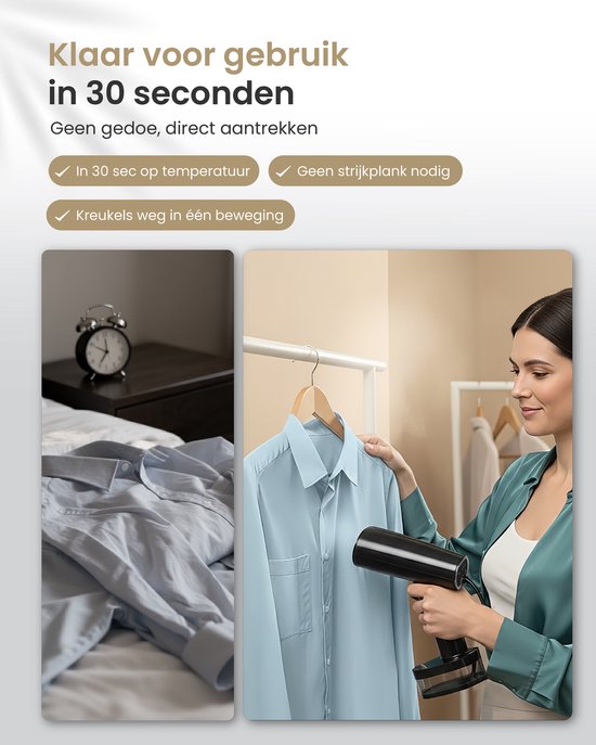 Vapore Clothes Steamer - Handheld Steamer 1640W - with Collapsible Hanger & Storage Bag - Steamer 360ML - Steamer for Clothes and Furniture - 2.5m Cord - Travel Kit