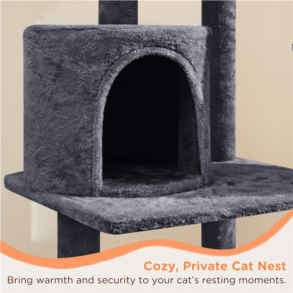 Tour à chats à plusieurs niveaux 145 cm - 48,5 x 40,5 cm - Gris foncé