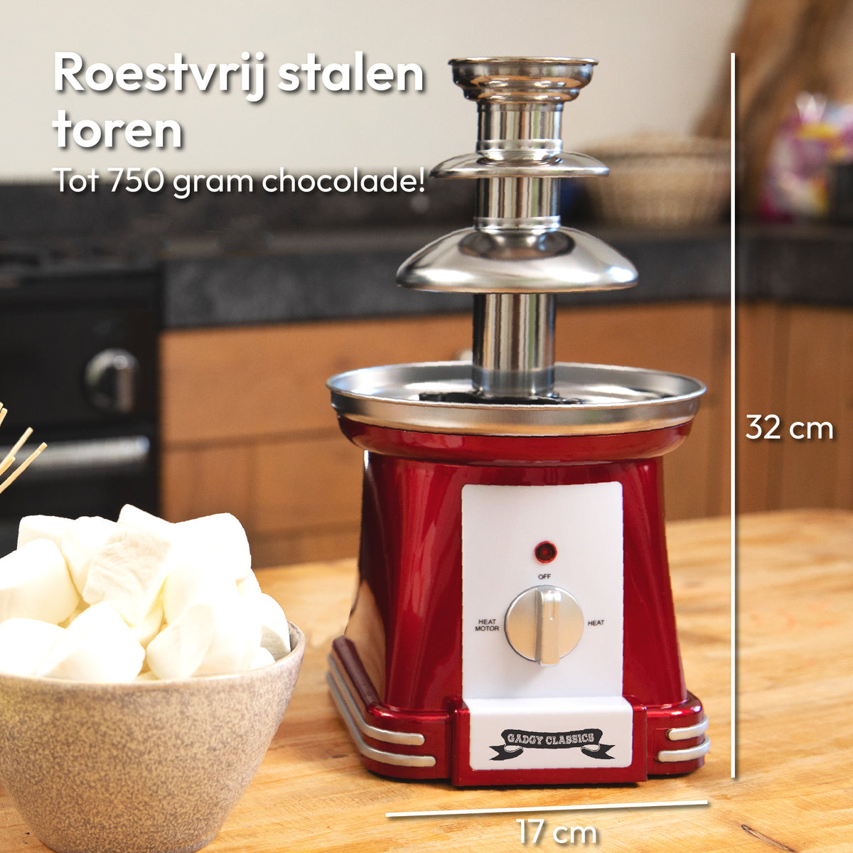 Gadgy - Fontaine à chocolat - Fondue au chocolat - Nettoyage facile - 90 Watt - Rouge