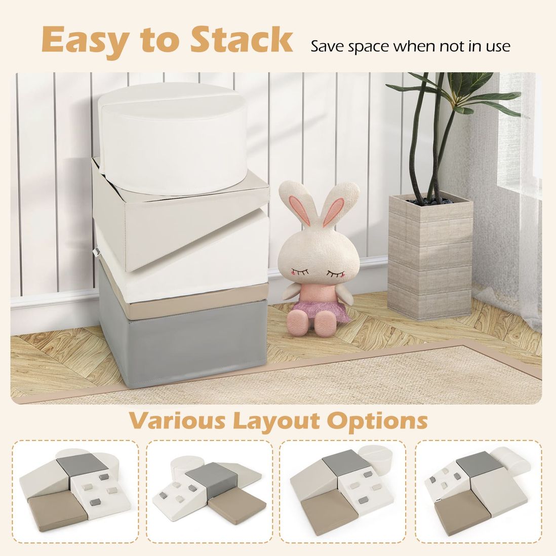 Coast 6-piece Foam Climbing Toy - 40×20×40 cm - White PU leather