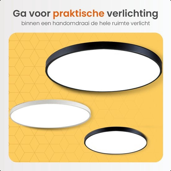 Goliving Plafonnier - Plafonnier - Led - Extra fin - Lumière blanc chaud - Chambre - Salle de bain - Salon - Ø 23cm - Blanc