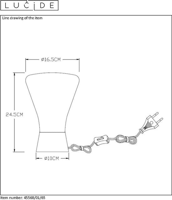 Lampe de table Lucide BARRY - Ø 16,5 cm - 1xE27 - Fumé