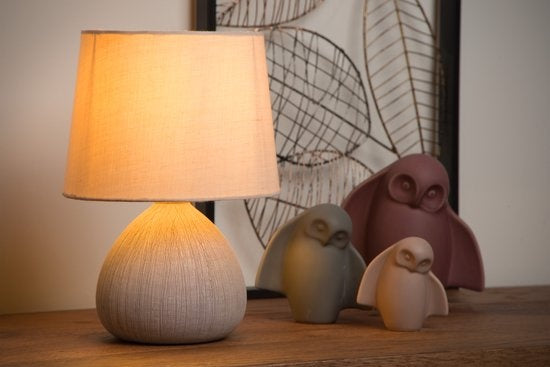 Lucide Lampe à poser RAMZI - Ø 18 cm - 1xE14 - Beige