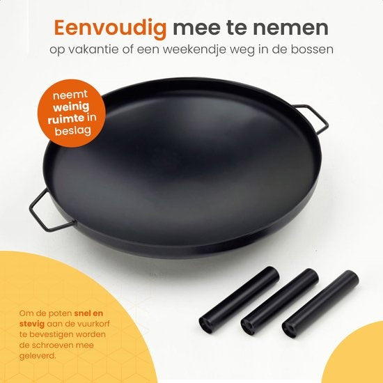 Goliving Outdoor Fire Bowl - Panier à feu - Cheminée de jardin - Cheminée d'ambiance - Chauffage de terrasse - Acier - Ø 60cm