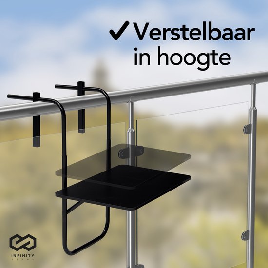 Infinity Goods Table de balcon - pliante - 40 x 60 CM - réglable - suspendue - noire