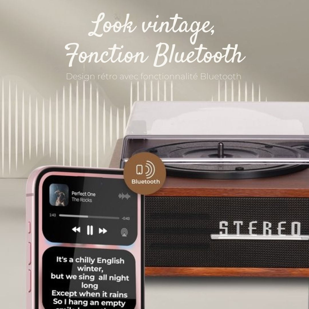 Lecteur de disques Denver - Haut-parleurs intégrés - Rétro - Arrêt automatique - Bluetooth - VPB262 - noir