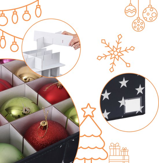 Boîte de rangement pour boules de Noël - pour 30 boules - avec étiquette - gris