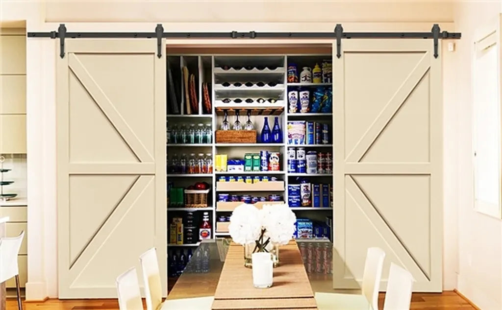 Système de porte coulissante Yaheetech 366 cm avec kit de montage, noir