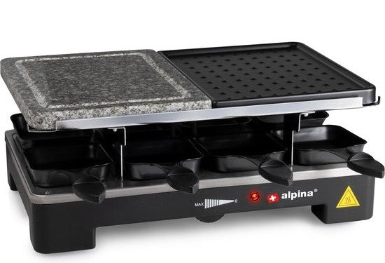 Set Plaque de cuisson 8 personnes alpina - Spatules et poêles à raclette incluses