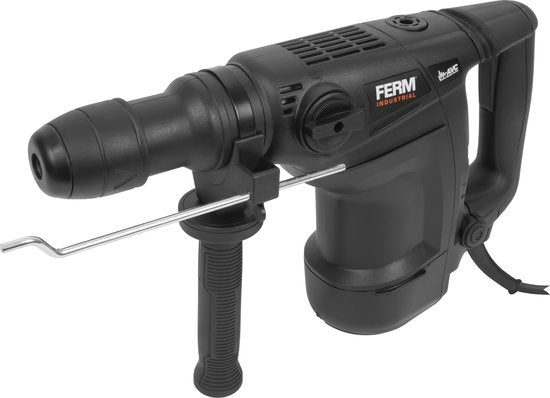 FERM Industrial - HDM1043P - Marteau perforateur - 1100W - Force de frappe 1-7 Joule - 6kg - Multi-vitesse - Perçage au marteau - Burinage - Burinage rotatif - Tête burineur SDS-max - Démarrage progressif - Vitesse variable - Mallette de rangement - - FER