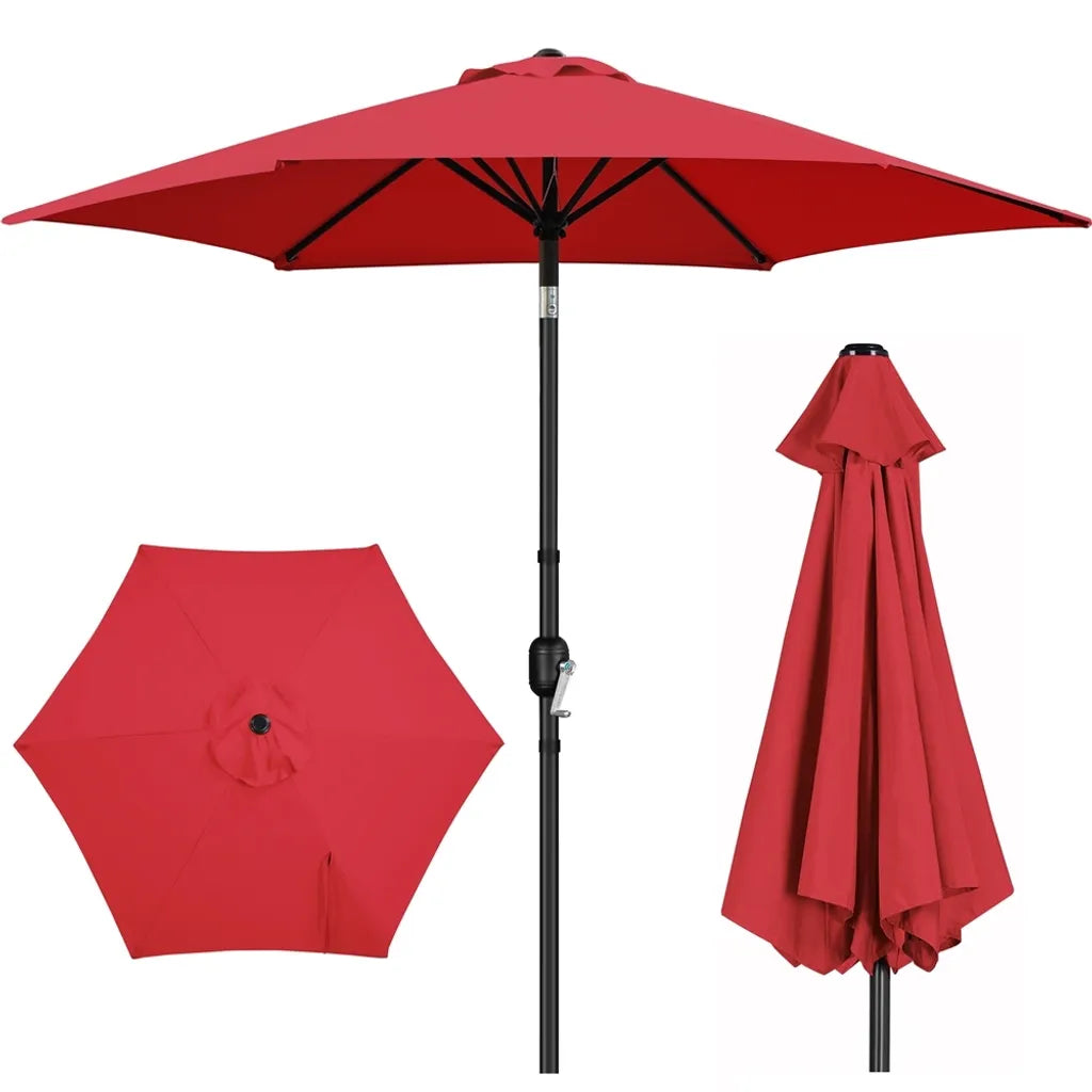 Parasol Yaheetech 269 x 241 cm - Inclinable - UV50+ - Hydrofuge - Sans pied - Rouge