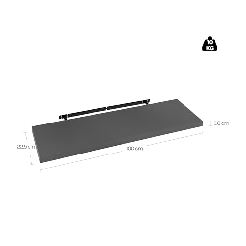 Woltu Floating Wallboard RG9317dgr - Panneau mural en bois Gris foncé - 100 x 22,9 x 3,8 cm