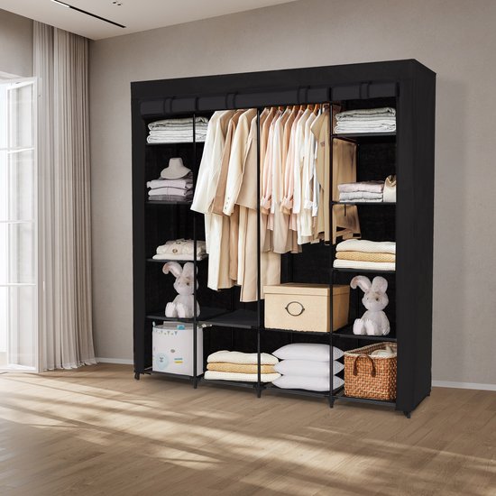 Armoire Brixy - Armoire - XXL - Armoire pliable - 175 x 170 x 45cm - Armoire de camping - Armoire pliable en tissu - Noir