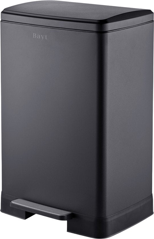 Poubelle Bayt - Poubelle 60 litres - Poubelle à pédale 60 litres - Poubelle 60 litres - Poubelle - Acier inoxydable - Noir