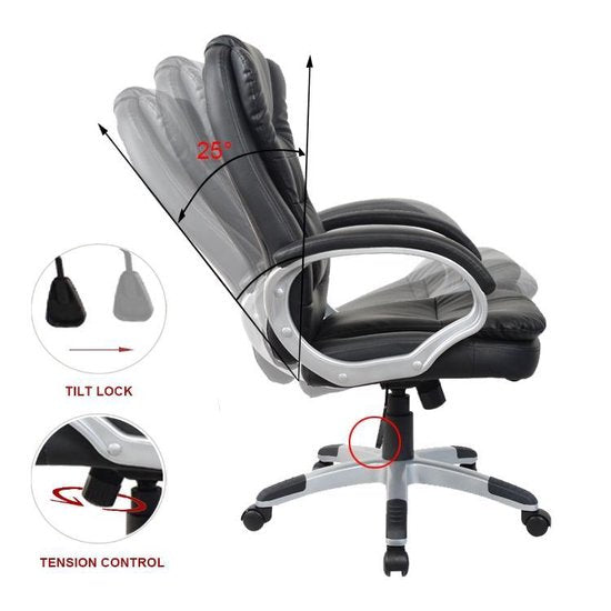 VDD Gaming Desk Chair - Ergonomique mobile - Noir - 62x50x115cm