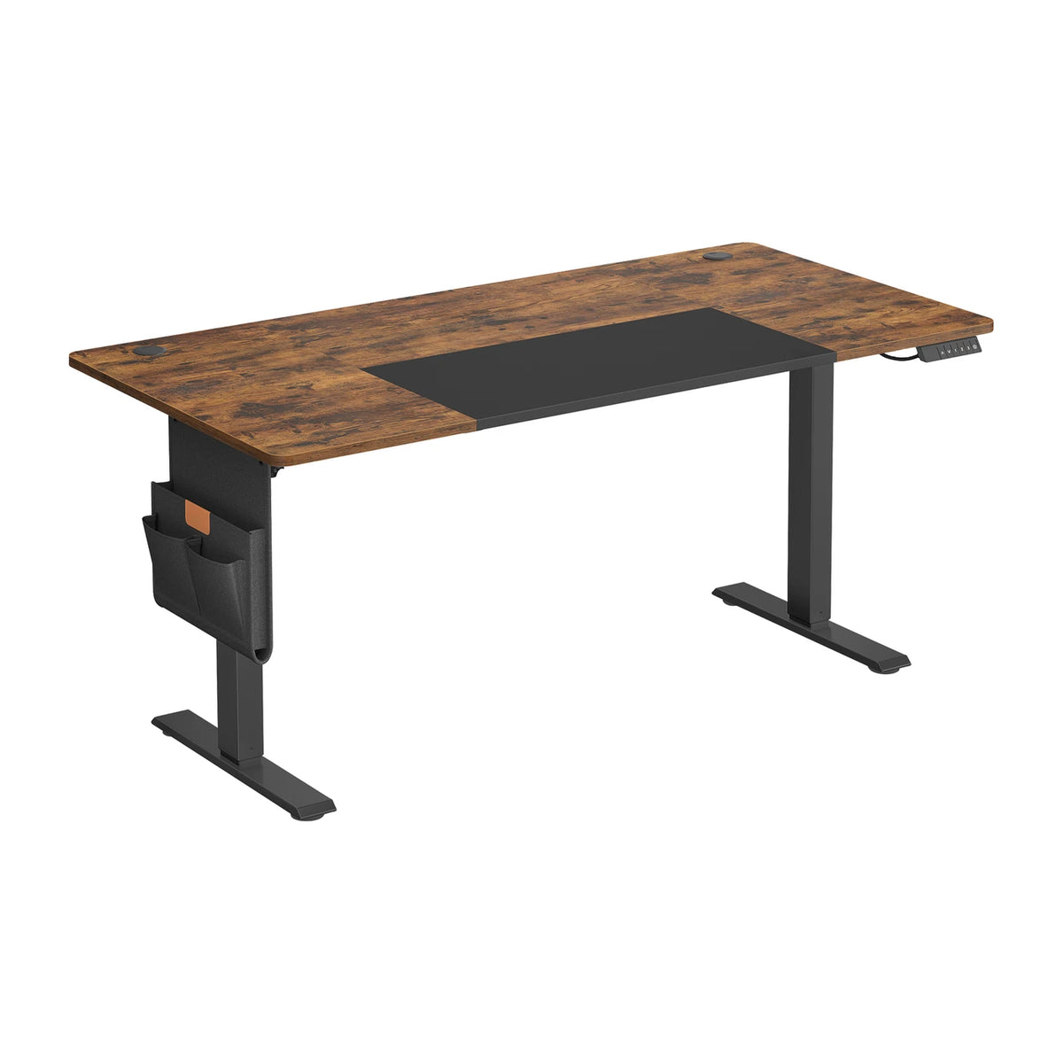 Bureau réglable en hauteur Joyfurnos avec fonction mémoire - Port USB-C - 160 x 70 cm - Marron-Noir