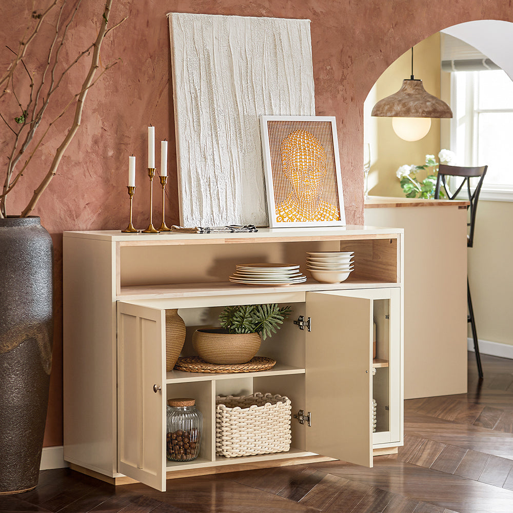 SoBuy Crédence - FSB81-MI- Meuble de cuisine - Max. 70 kg - 120 x 40 x 90 cm - Beige