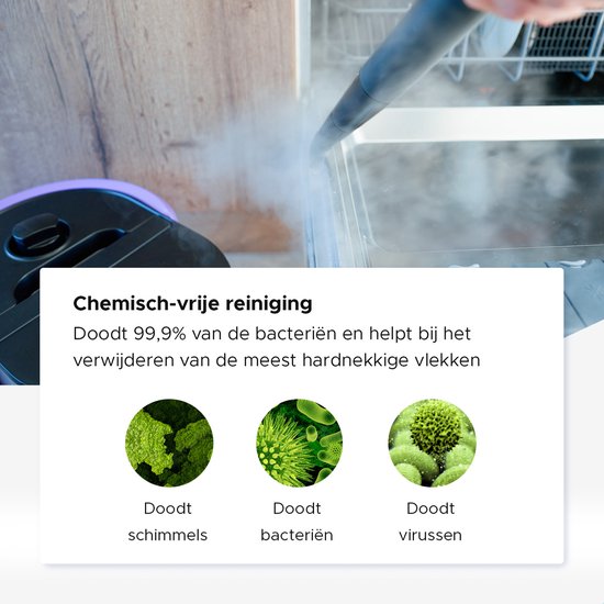 Motionflow Steam Cleaner PRO - Nettoyage en profondeur avec fonction de chauffage - 1500W 1.5L réservoir d'eau - Nettoyeur vapeur à main pour le nettoyage en profondeur des sols, canapés, salles de bain et tapis - Nettoyeur de tapis et de taches - Nettoye