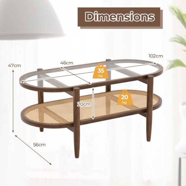 Table basse Coast - Antidérapante - Jusqu'à 35kg - 102 x 56 x 47 cm - Marron