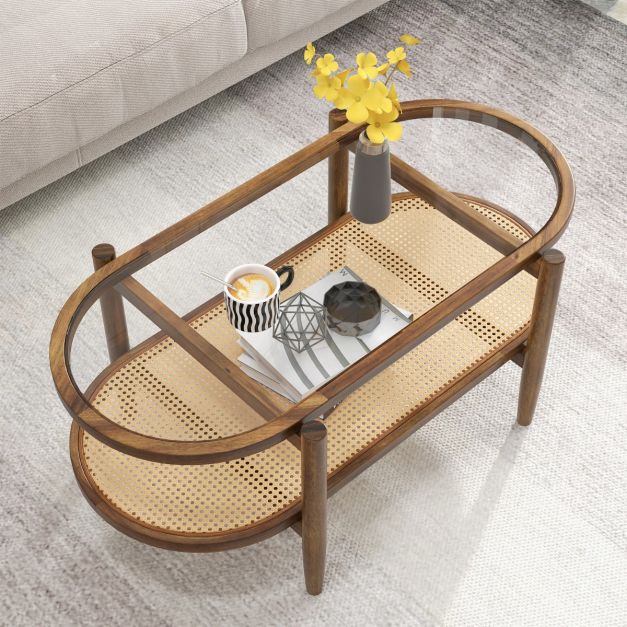 Table basse Coast - Antidérapante - Jusqu'à 35kg - 102 x 56 x 47 cm - Marron