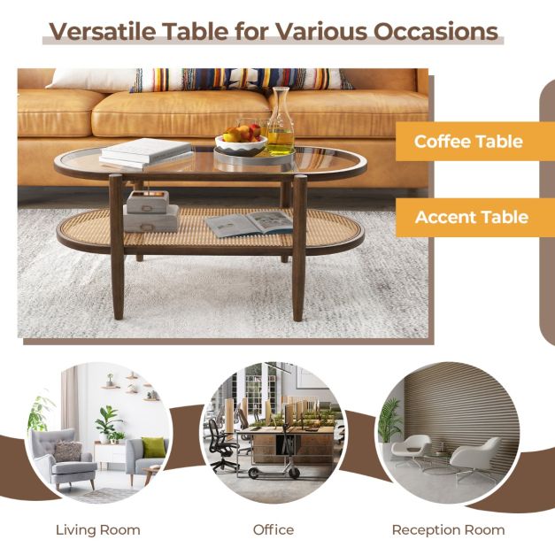Table basse Coast - Antidérapante - Jusqu'à 35kg - 102 x 56 x 47 cm - Marron