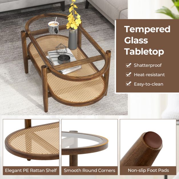 Table basse Coast - Antidérapante - Jusqu'à 35kg - 102 x 56 x 47 cm - Marron
