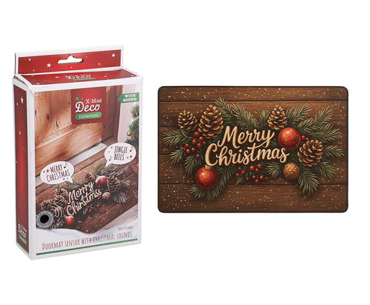 Paillasson de Noël du marchand avec capteur sonore - 34 x 24,5 cm