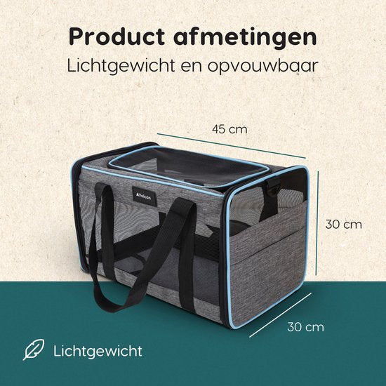 Volcan Travel Bag Cat - Panier de voyage en coton - Sac de transport pour chat ou petit chien - Panier de voyage pour chat - Gris