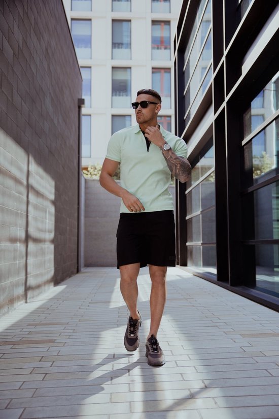 Polo AB Lifestyle Platinum pour homme - Coupe ajustée - Vert pastel - Taille XS