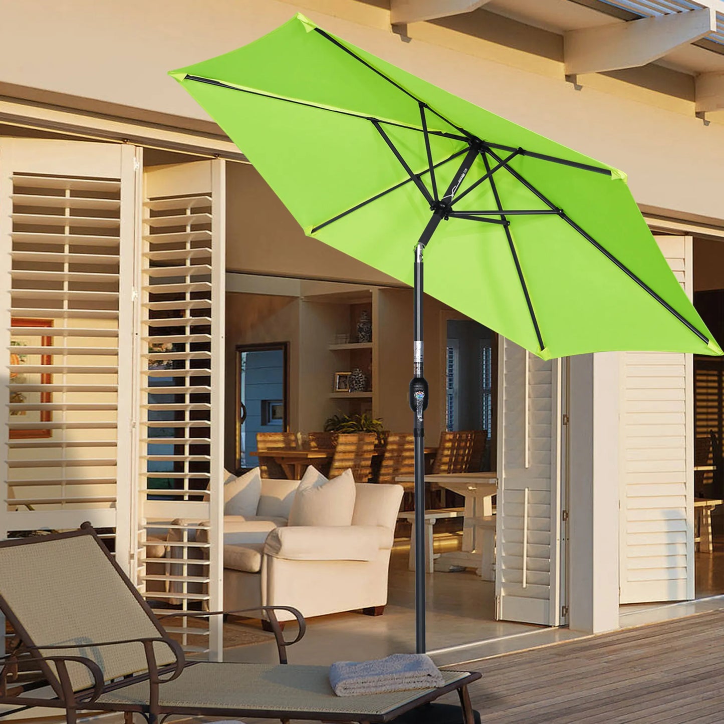 Parasol Angel Living 300 cm - rond - vert - armature en aluminium - toile en polyester 180 g/m² - UV50+